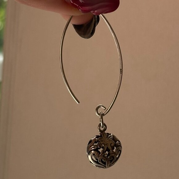 925 Sterling Silver Filigree Teardrop Dangle Earrings Vintage Boho - Picture 5 of 6